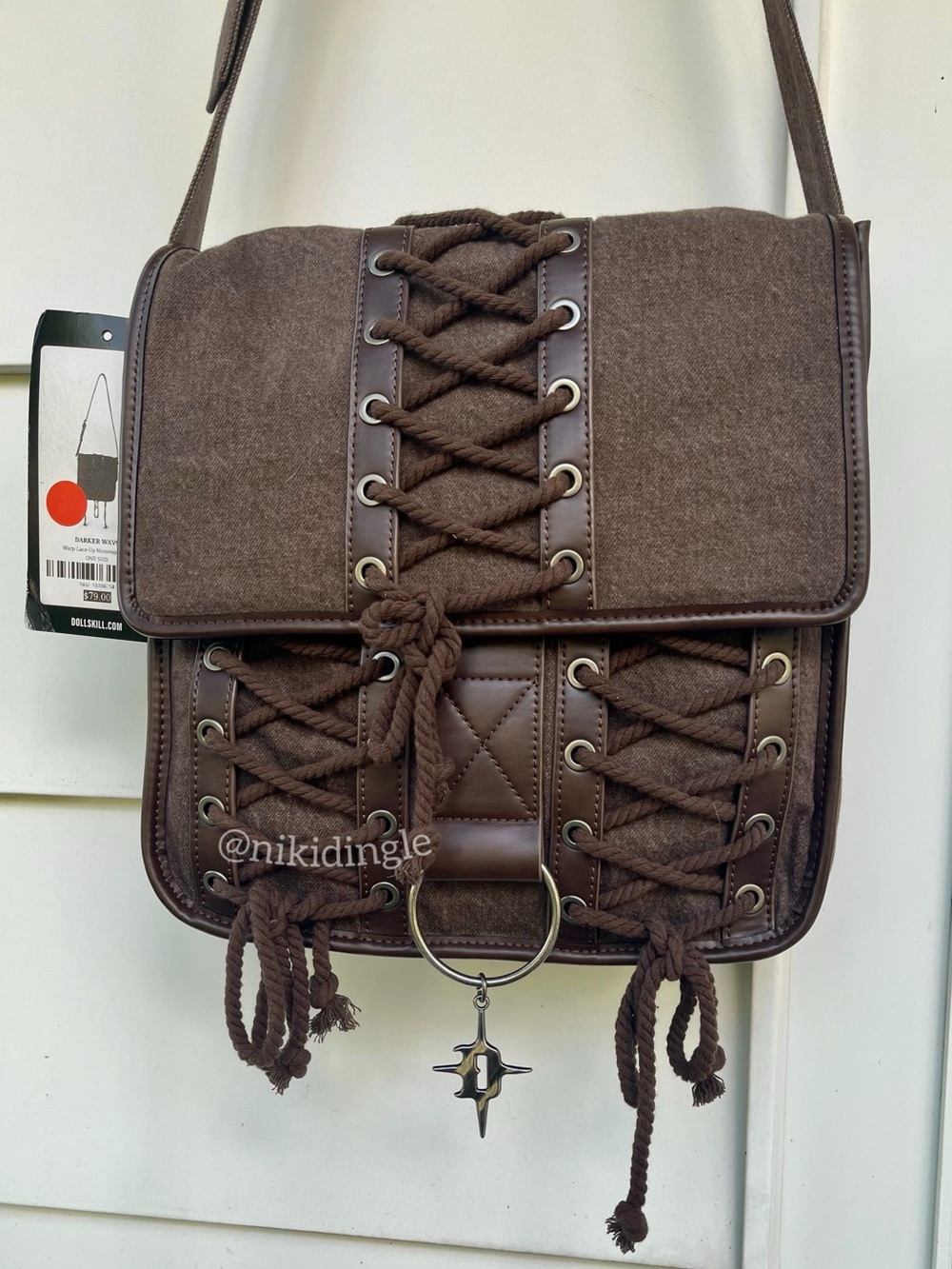 NEW Darker Wavs Dolls Kill Messenger Bag Crossbody Canvas Purse Shoulder